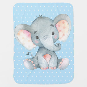 Boy Elephant Baby Blue Baby Blanket