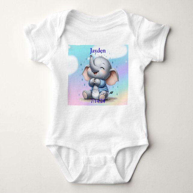 Boy Elephant Baby Bodysuit (Front)
