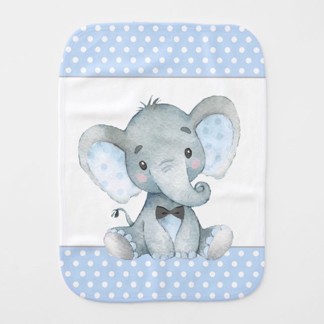 Boy Elephant Baby Burp Cloths (Front)