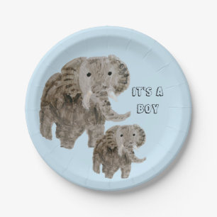 Boy Elephant Baby Shower Animal Paper Plates
