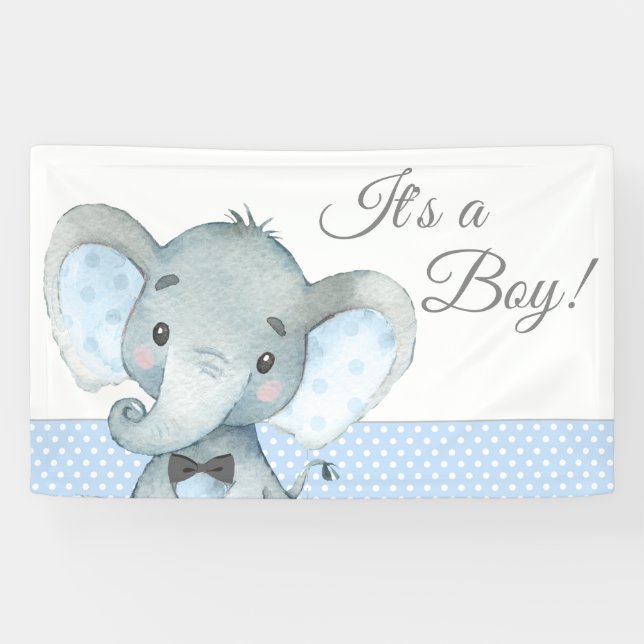Boy Elephant Baby Shower Banners (Horizontal)