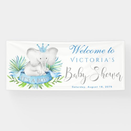 Boy Elephant Baby Shower Banners