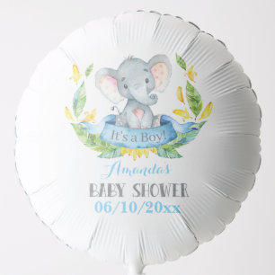 Boy Elephant Baby Shower Blue and Gray Balloon