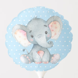 Boy Elephant Baby Shower Blue and Gray Balloon