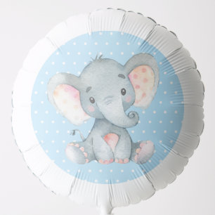 Boy Elephant Baby Shower Blue and Gray Balloon