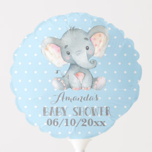 Boy Elephant Baby Shower Blue and Gray Balloon