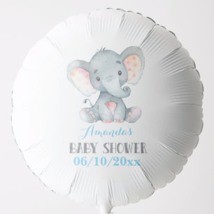 Boy Elephant Baby Shower Blue and Gray Balloon