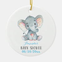 Boy Elephant Baby Shower Blue and Gray