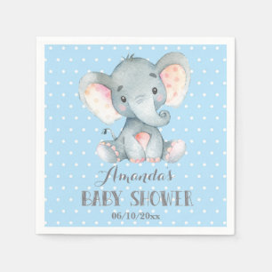 Boy Elephant Baby Shower Blue and Gray Napkins