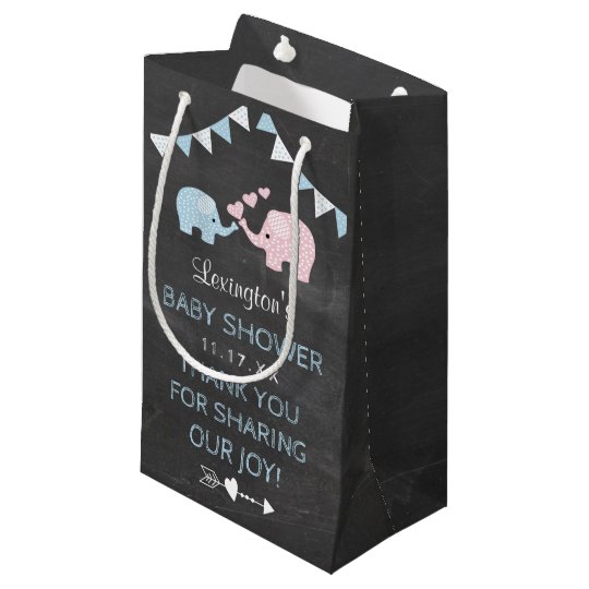 Boy Elephant Baby Shower Chalkboard Thank You Small Gift Bag