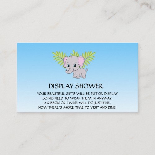 Boy Elephant Baby Shower Display Shower Blue Ombre Enclosure Card