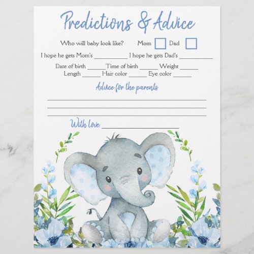 Boy Elephant Baby Shower Double Game Flyer