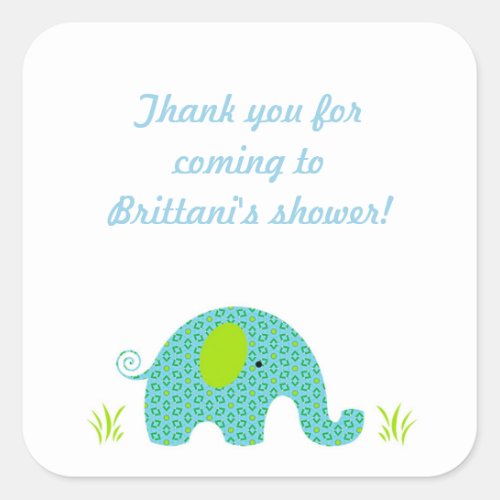 Boy Elephant Baby Shower Favor Sticker