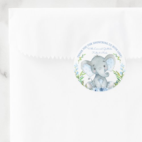 Boy Elephant Baby Shower Favor Stickers