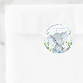 Boy Elephant Baby Shower Favor Stickers by The_Baby_Boutique at Zazzle