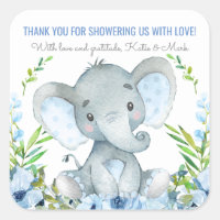 Boy Elephant Baby Shower Favor Stickers