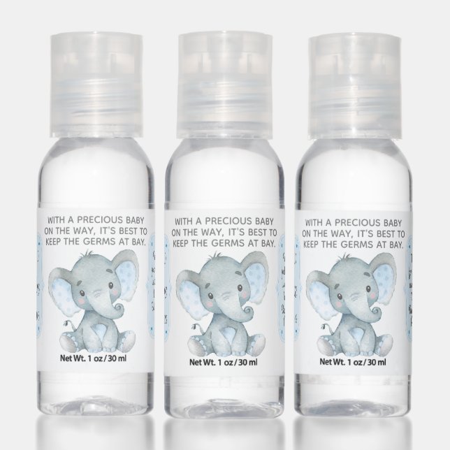 Boy Elephant Baby Shower Hand Sanitizer (Set)