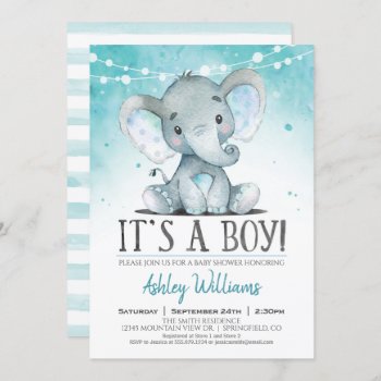 Boy Elephant Baby Shower Invitation by Card_Stop at Zazzle