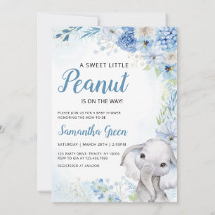Boy Elephant Baby Shower Invitation