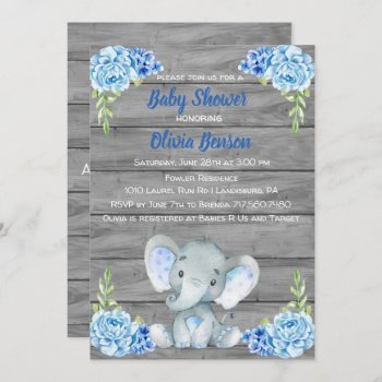 Boy Elephant Baby Shower Invitation by AnnounceIt at Zazzle
