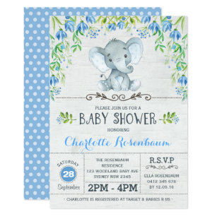 Elephant Baby Shower Invitations Zazzle Boy Elephant Baby Shower Invitation Blue Fl
