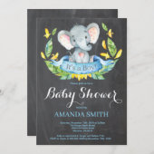 Boy Elephant Baby Shower Invitation Chalkboard (Front/Back)