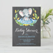 Boy Elephant Baby Shower Invitation Chalkboard (Standing Front)