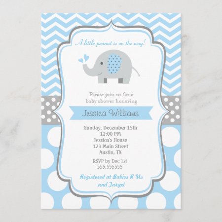 Boy Elephant Baby Shower Invitations