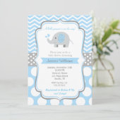 Boy Elephant Baby Shower Invitations (Standing Front)