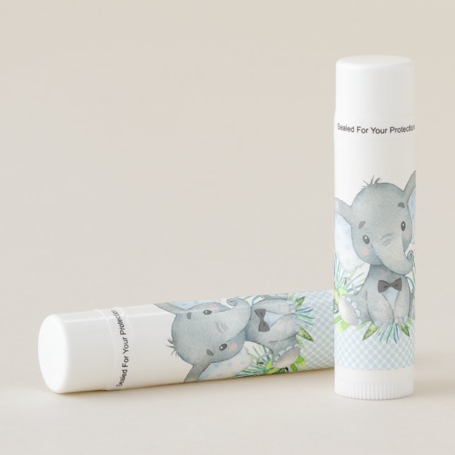 Boy Elephant Baby Shower Lip Balm (Front)