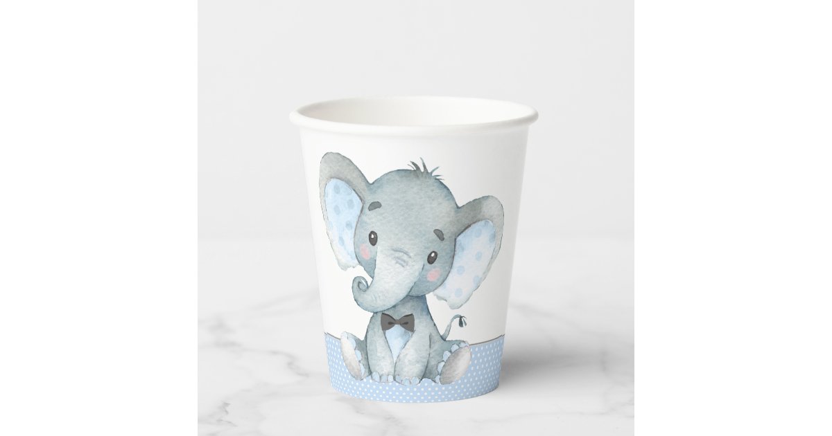 Boy Elephant Baby Shower Paper Cups | Zazzle
