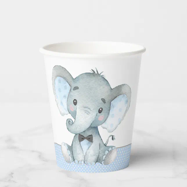 Boy Elephant Baby Shower Paper Cups | Zazzle