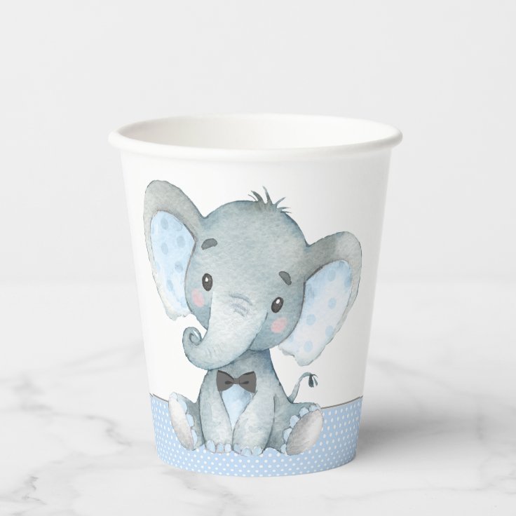 Boy Elephant Baby Shower Paper Cups | Zazzle