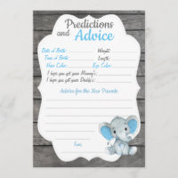 Boy Elephant Baby Shower Prediction Advice card