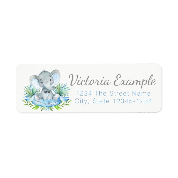 Boy Elephant Baby Shower Return Address Labels Zazzle Boy Elephant Baby Shower Return Address