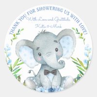 Boy Elephant Baby Shower Stickers