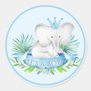 Boy Elephant Baby Shower Stickers