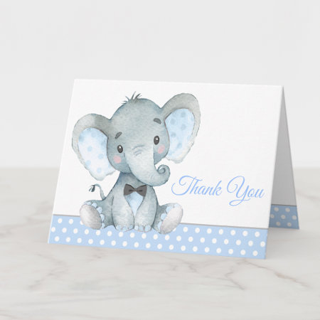 Boy Elephant Baby Shower Thank You Cards