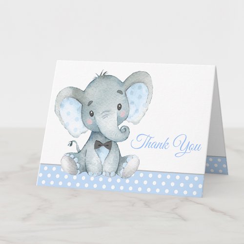 Boy Elephant Baby Shower Thank You Cards