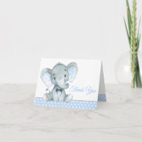 Boy Elephant Baby Shower Thank You Cards