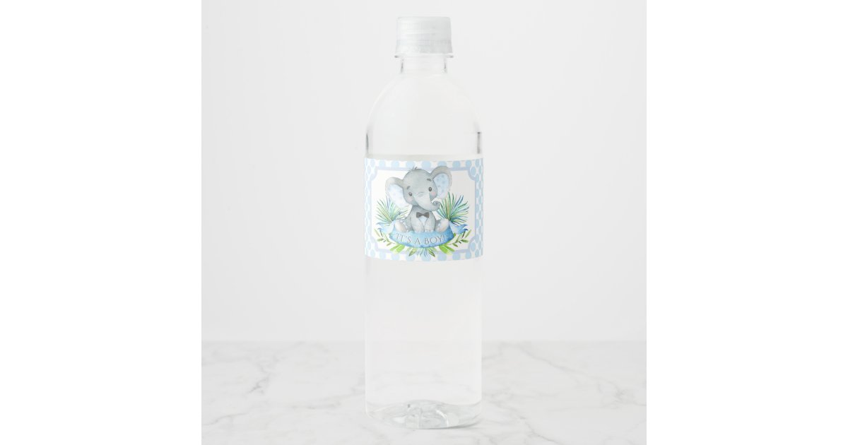 Boy Elephant Baby Shower Water Bottle Labels Zazzle Com