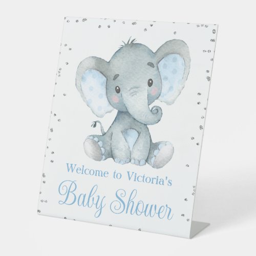 Boy Elephant Baby Shower Welcome Table Sign