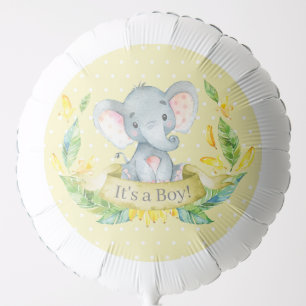 Boy Elephant Baby Shower Yellow and Gray Balloon