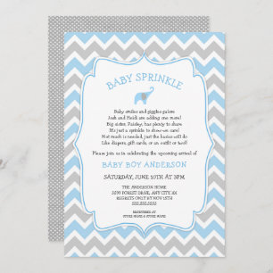 BOY elephant baby sprinkle with cute poem Invitation