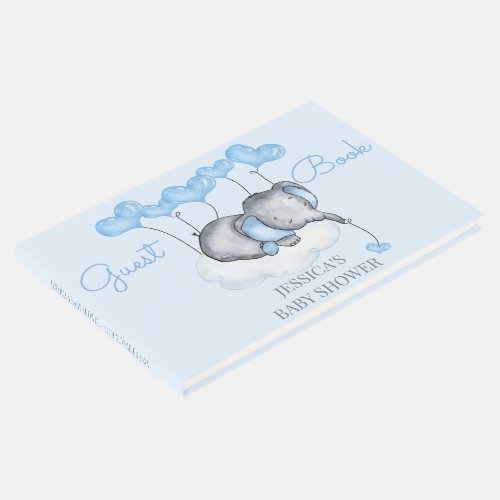 Boy Elephant Blue Baby Shower Guest Book