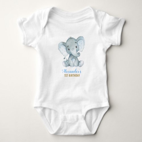 Boy Elephant Blue Bodysuit 1st Birthday Party