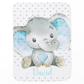 Boy Elephant Blue Cute Baby Blanket
