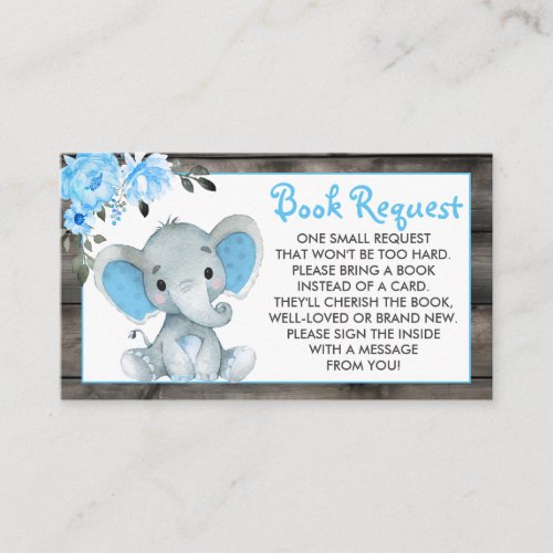 Boy Elephant book request card ticket rustic flora