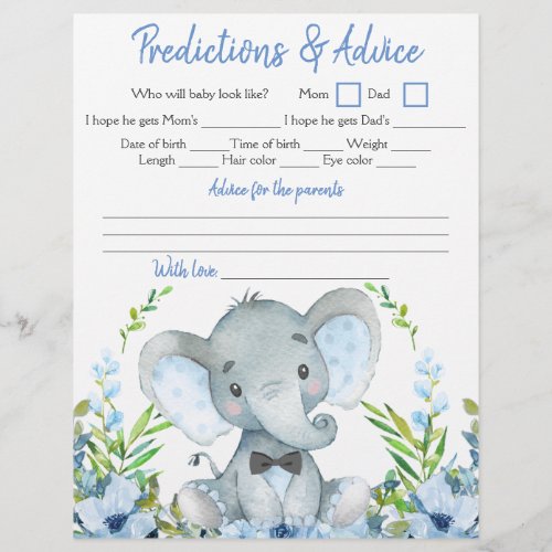 Boy Elephant Bow Tie Baby Shower Double Game Flyer