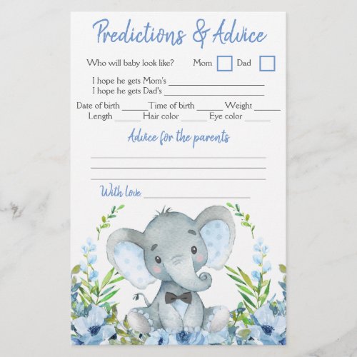 Boy Elephant Bow Tie Baby Shower Double Game Flyer